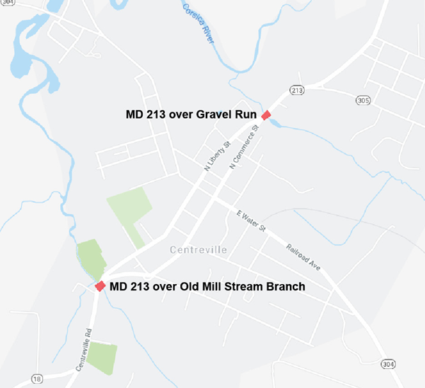 MD 213 Bridge Work in Centreville, Queen Anne's County