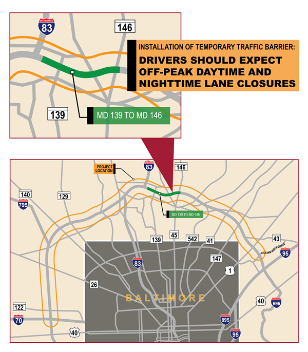 I-695 TSMO work between I-83 and White Marsh Boulevard in Towson