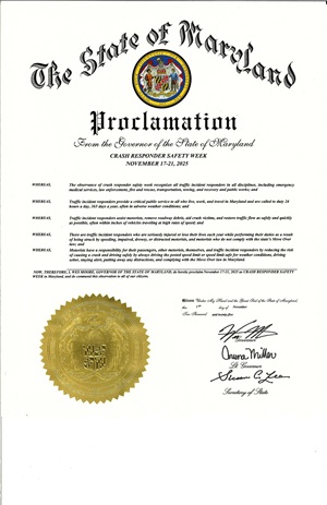 2025 Crash Zone Awareness Week Proclamation Governor Wes Moore
