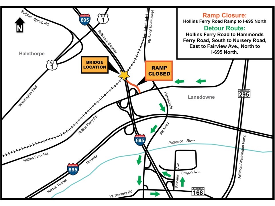 Detour CSX Bridge over I-695