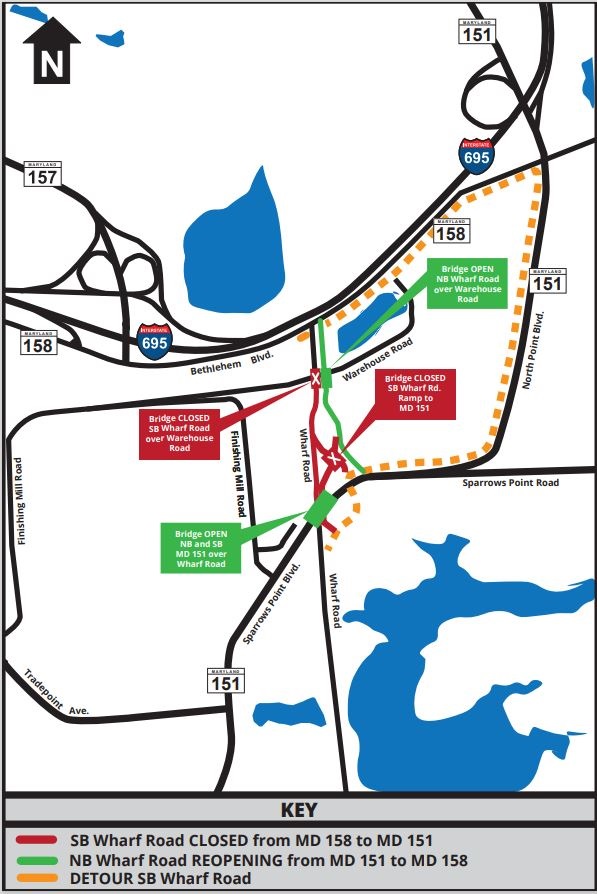 MD 151 Map for Sparrows Point and Wharf Road