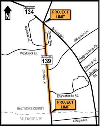 MD 139 Charles Streeet detour map