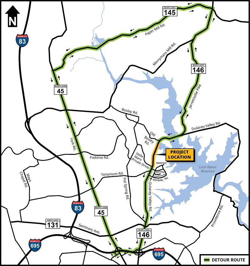 MD 146 Detour Map