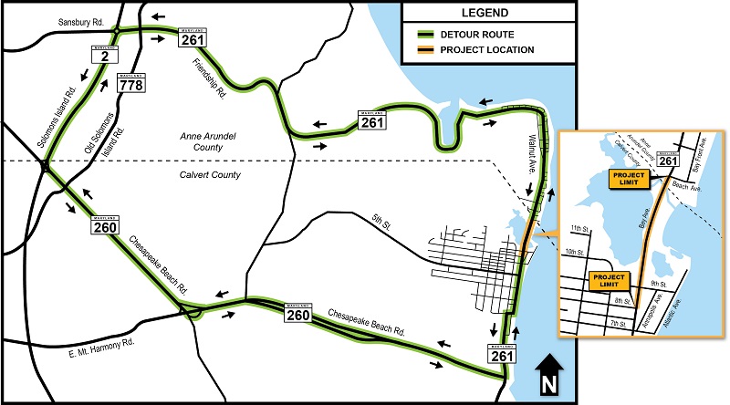 Detour map for MD 261 project