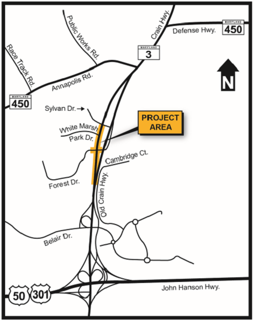 MD 3 Forest Drive intersection