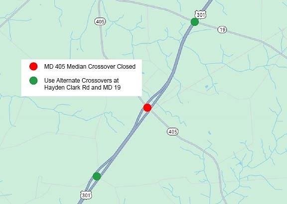 MD 405 closure and detour