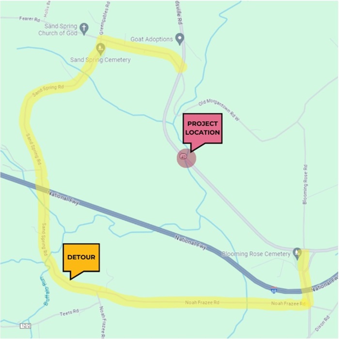 MD 42 bridge replacement project detour map
