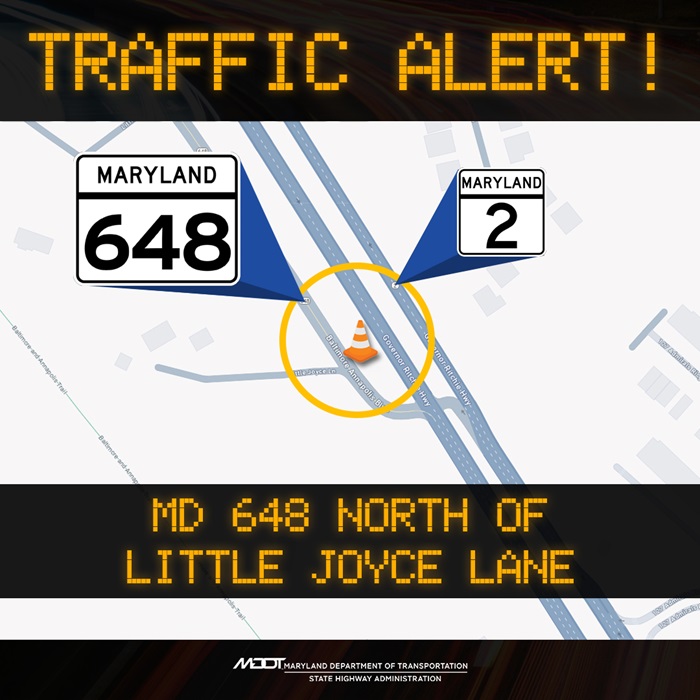 MD 648 closure traffic alert
