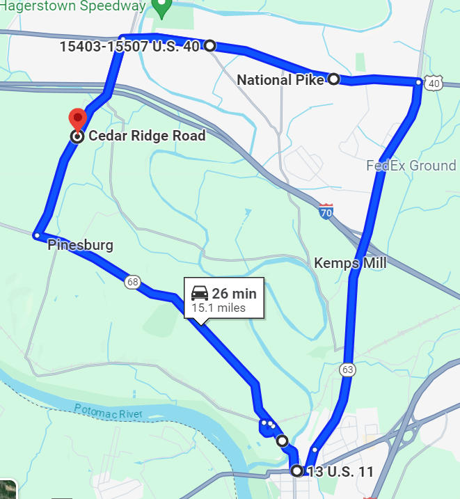MD 68 detour map