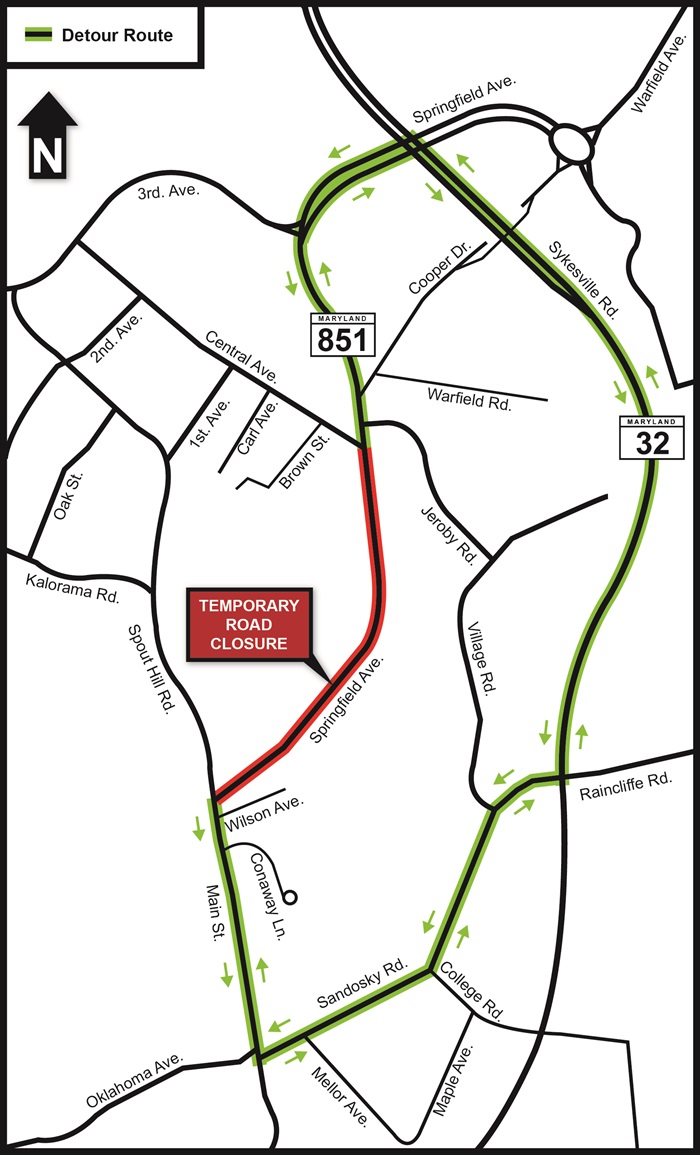 MD 851 detour map