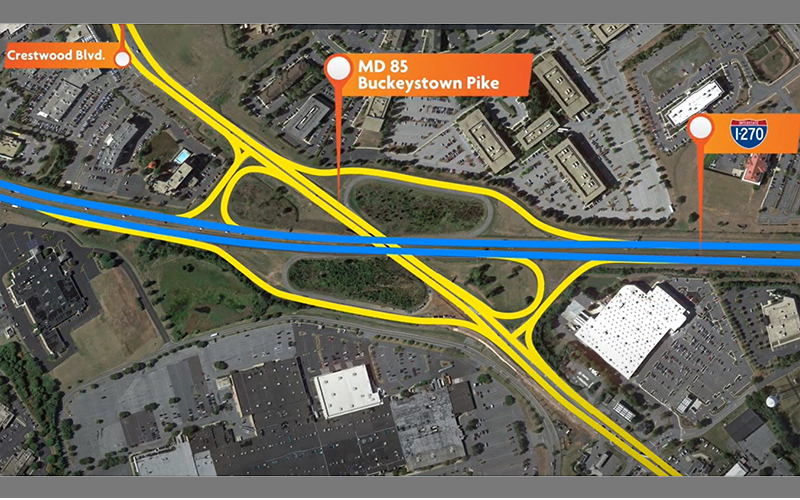 MD 85 Partial Diverging Diamond Interchange