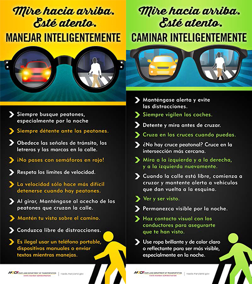 Pedestrian Safety Tip Card in Spanish (en Español)