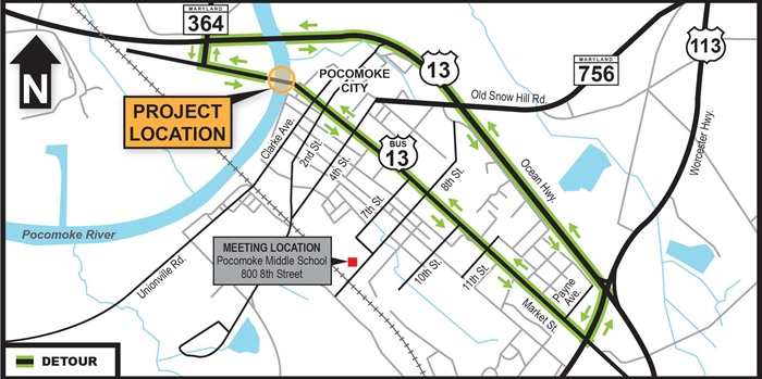 US 13 Business map of project and public meeting