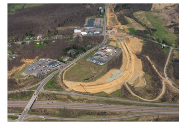 Construction view looking north from above I-68