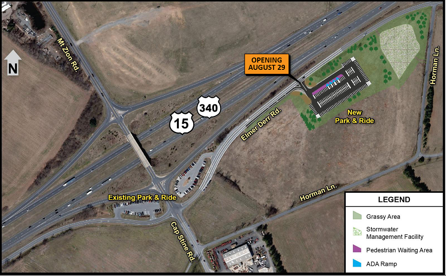 MDOT SHA map of the new park and ride in Frederick County