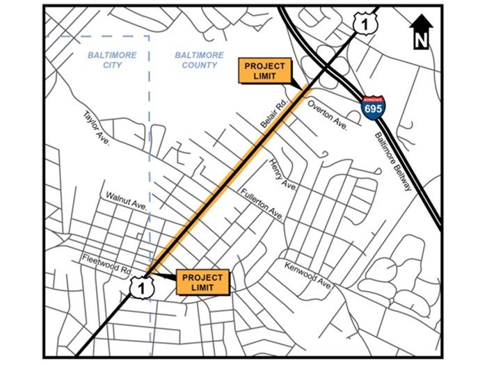 US 1 location map