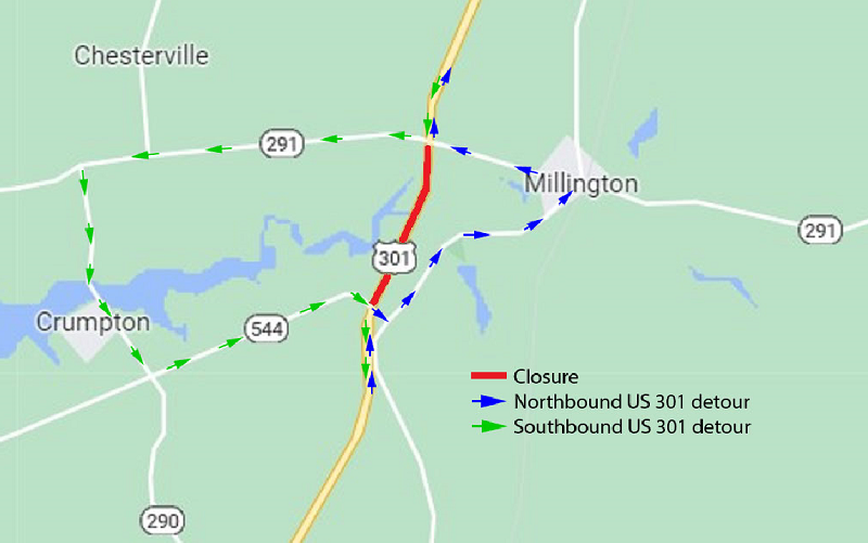 Detour at US 301 and Chester River