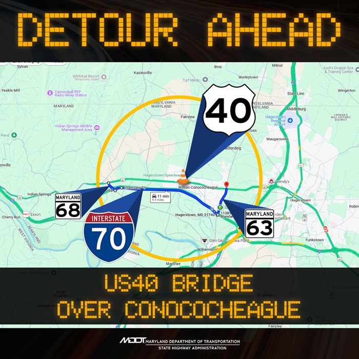 US 40 bridge detour map
