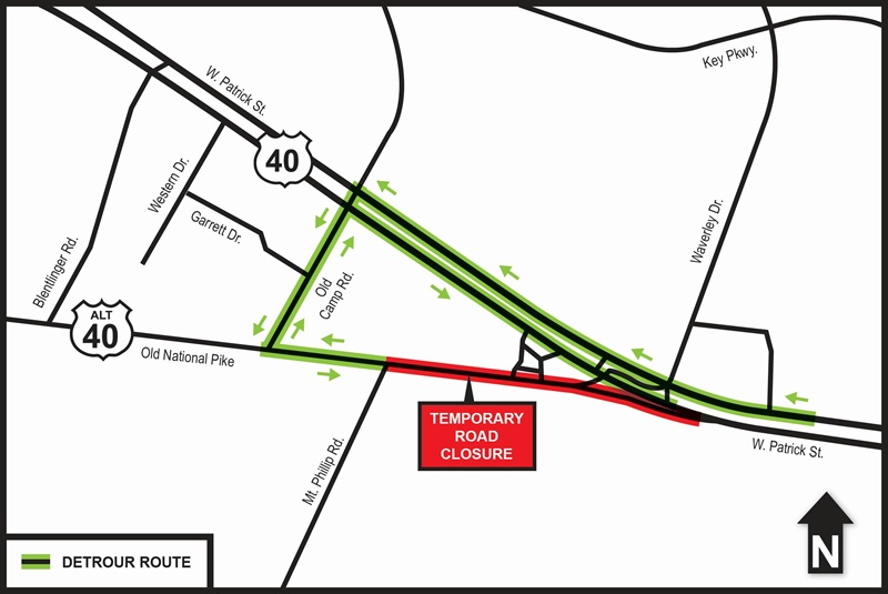 Alt US 40 closure and detour