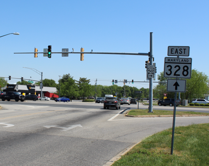 US 50 and MD 328 intersection. SHA photo