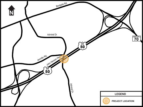 US 50 at Admiral Drive map