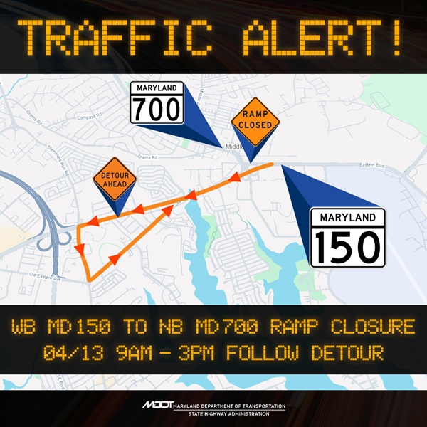 MD 150 traffic alert