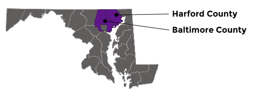 Map showing District 4 (Baltimore, Harford)