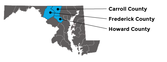 Map showing District 7 (Carroll, Frederick, Howard)