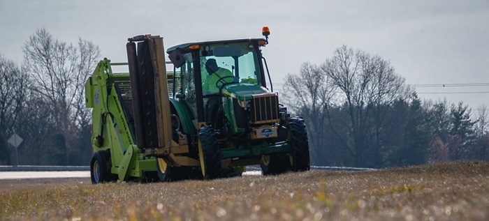 SHA crews are using new litter removal equipment like this “Litter Rake” along MD 702 in Baltimore County.