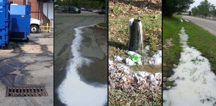 This photo shows examples of illicit discharges