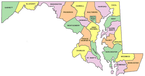 Maryland Map with Counties