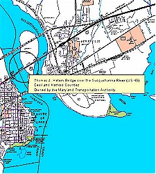 Location map of Thomas J. Hatem Memorial Bridge