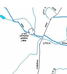 Location map of Utica Mills Covered Bridge